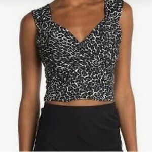 SOCIALITE-LEOPARD PRINT WRAP TOP-SIZE LARGE